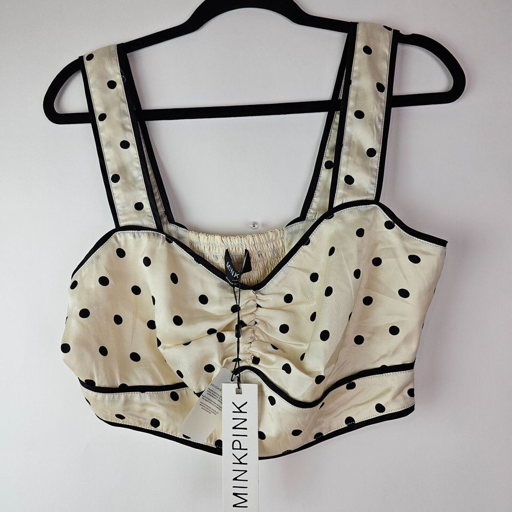 MINKPINK Polka Dot Cream Crop Top